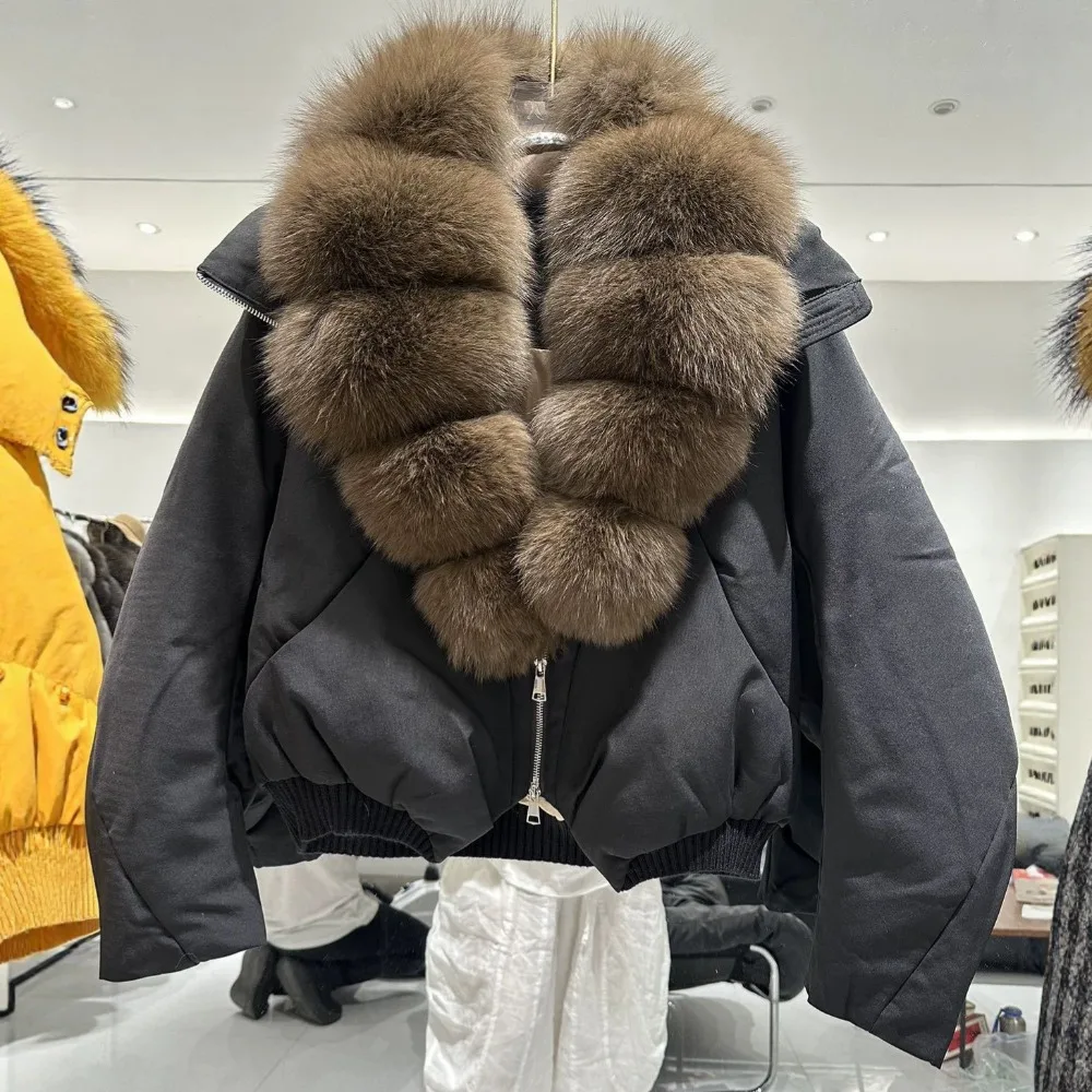 OFTBUY Women’s Lightweight Puffer Down Coat Oversized Relaxed Natural Fur Collar Windproof Warm Cold Climate Winter Outerwear