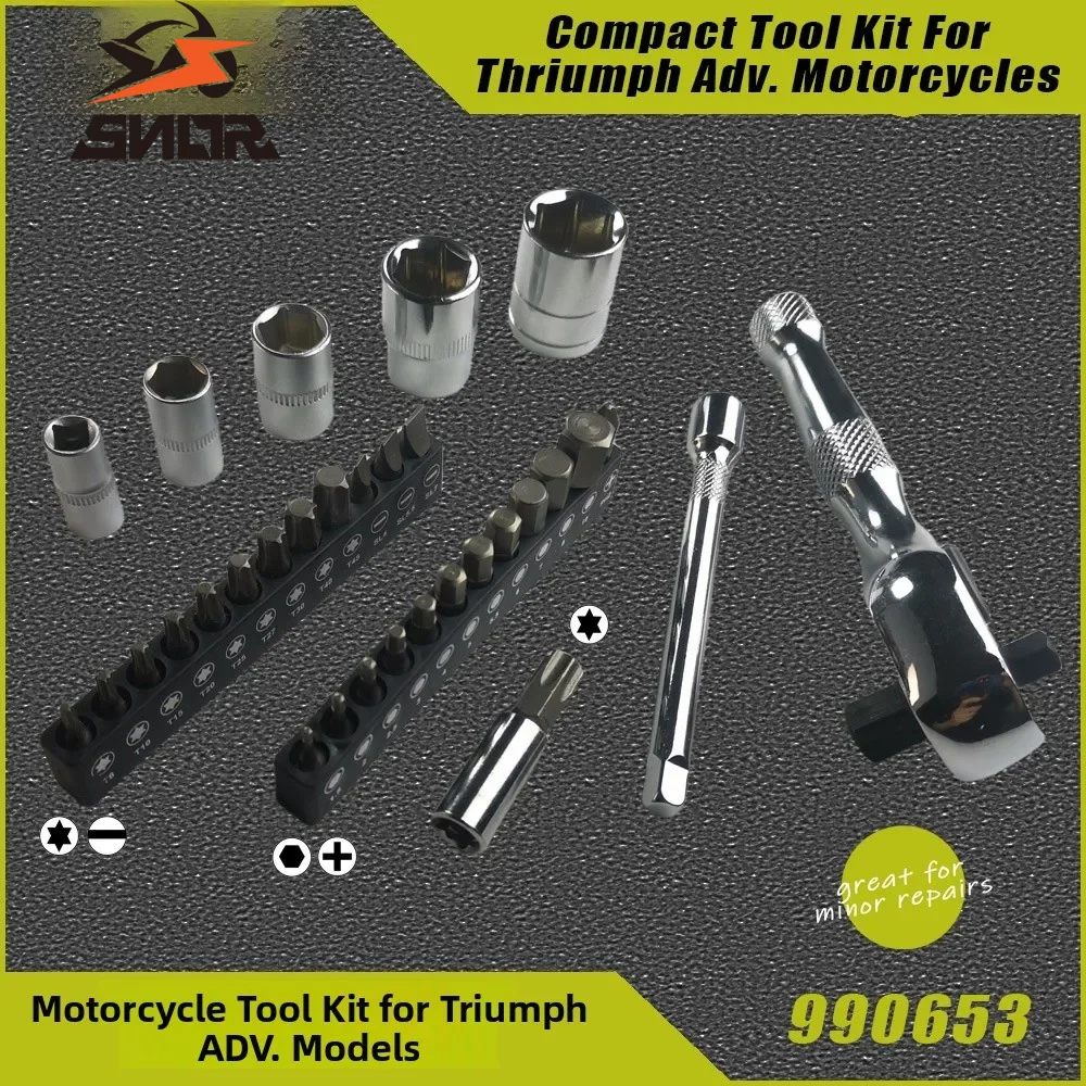 SNOR Motorcycle Emergency Compact Repair Tool For Triumph Adventure Indian Series Chrome Vanadium Steel Set of 31/33 Pcs Tools