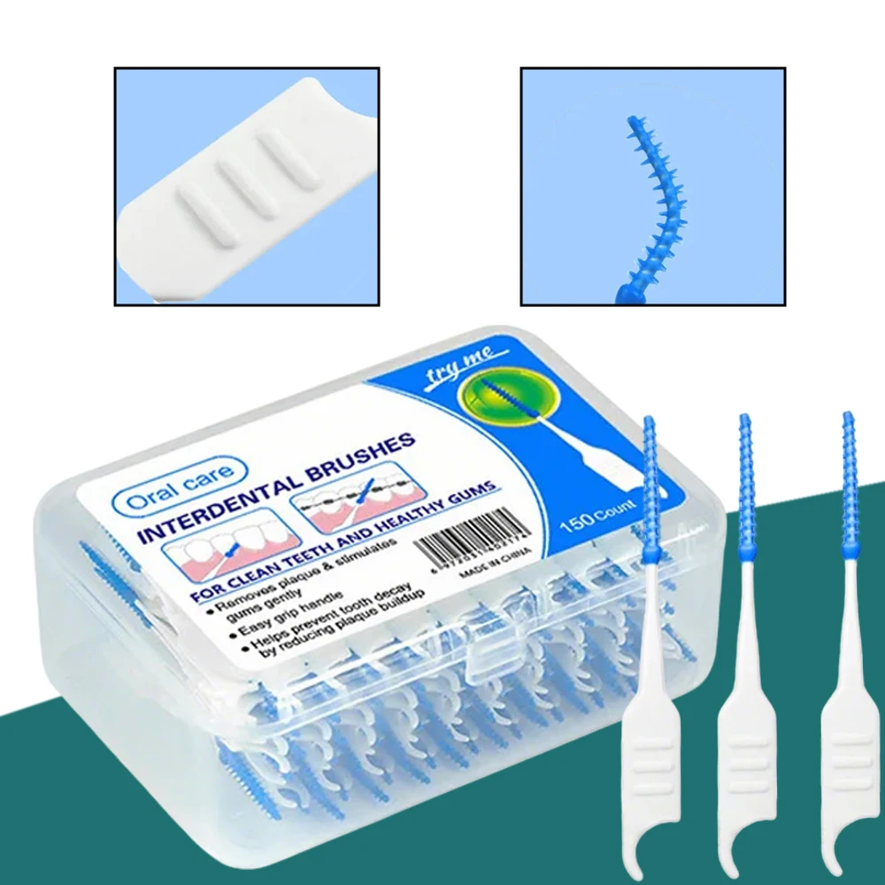 

Silicone Interdental Brushes with Floss Picks 40 Pack for Effective Plaque Removal and Deep Teeth Cleaning Between Gaps