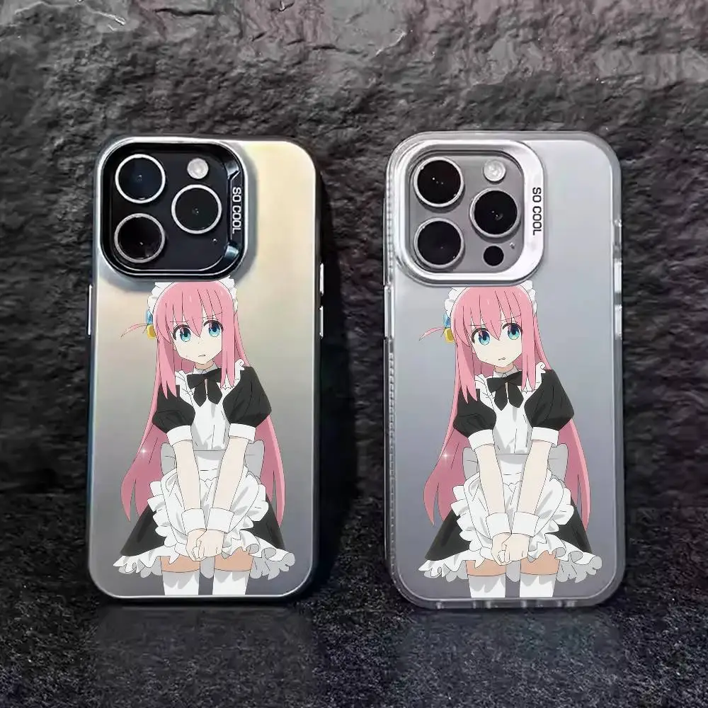 1 قطعة Gotou Hitori Bocchi أنيمي جراب هاتف الليزر IMD اللون الفضي شل آيفون 17 16 15 14 13 12 11 الهواء برو ماكس زائد