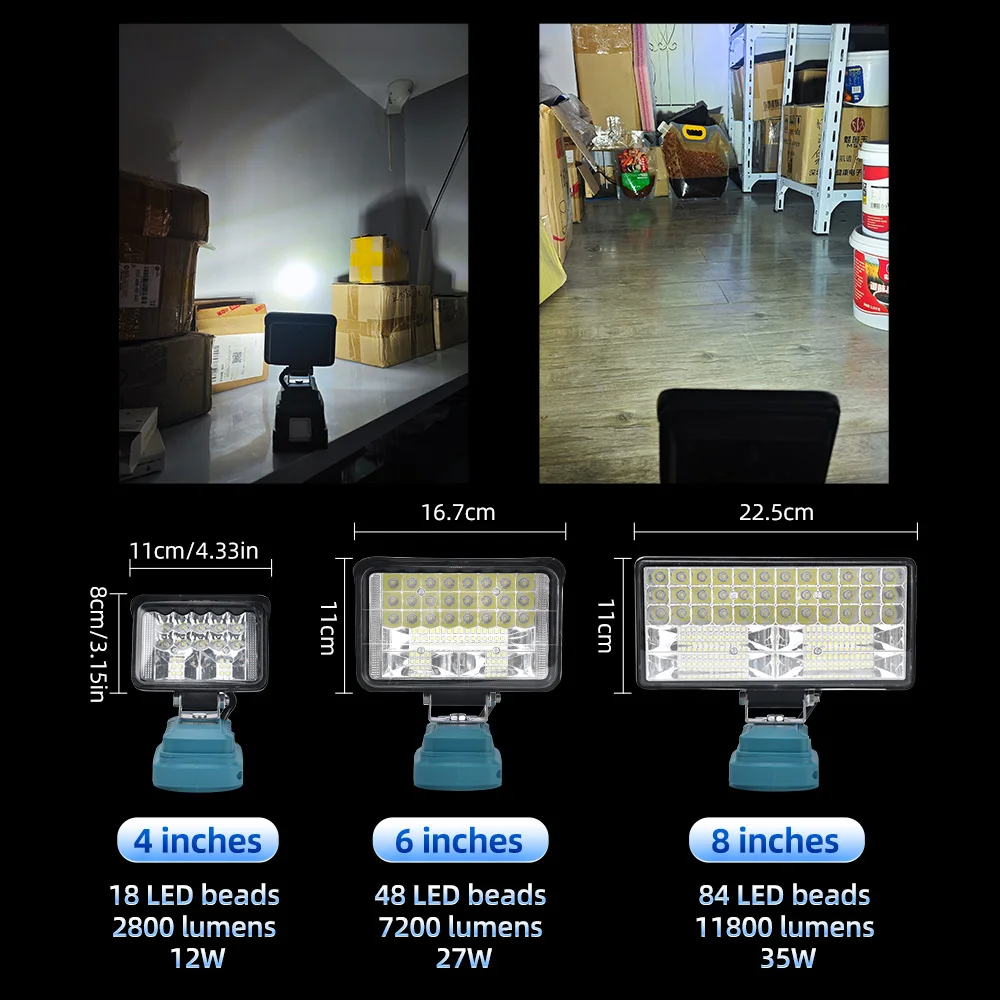 Dla Makita 18V akumulator litowo-jonowy LED światło robocze 4/6/8 Cal latarka przenośna awaryjna lampa powodziowa lampa kempingowa