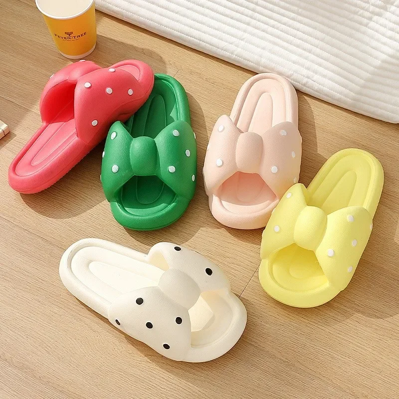 Slippers Home flip flops Bow tie women shoes Platform Cloud Summer Beach Non Slip house Men Male Ladies Cartoon cute 2024 new