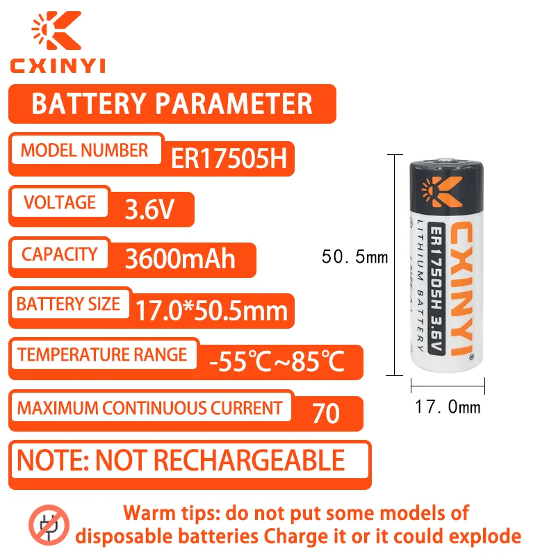 ER17505H industrial control servo PLC, monitoring device, equipment sensor, locator, 3.6V lithium thionyl chloride battery
