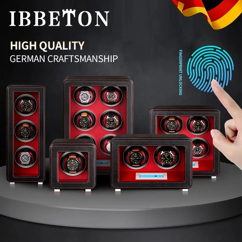 Watch Winder  Automatic Mechanical Watches Storage Box Microfiber Skin Leather LCD Touch Screen Fingerprint unlocking Watch Box