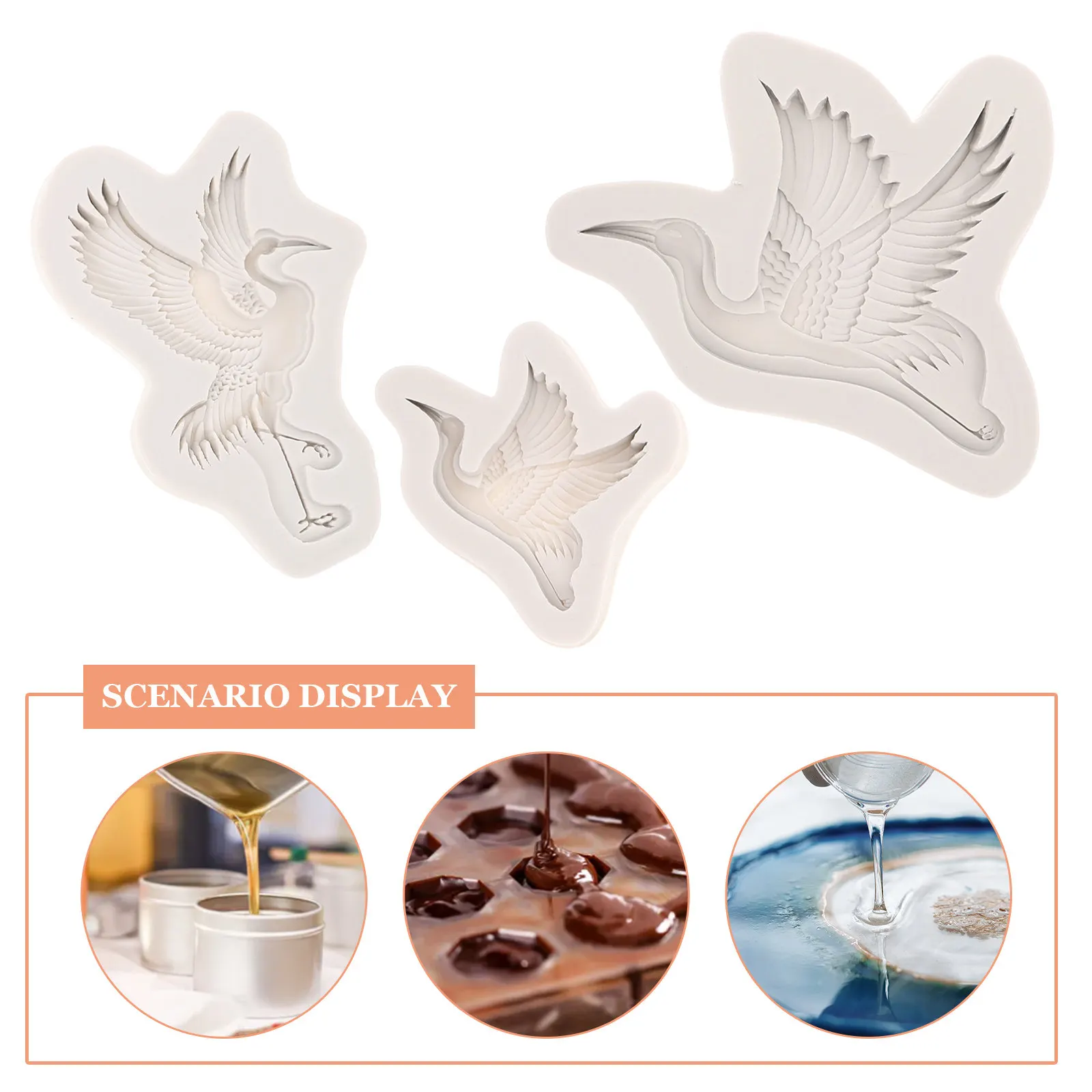3Pcs Silicone Crane Shape Fondant Cake Decorating Mold For For Baking Christmas Cake Decoration Molds Versatile