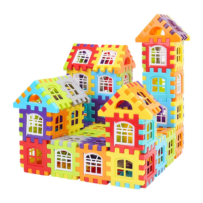 Décennie s de construction colorés en plastique pour enfants, jouets de puzzle, assemblage de maison, insertion, filles, garçons, cadeau d'anniversaire, 3 à 6 ans, 210 pièces