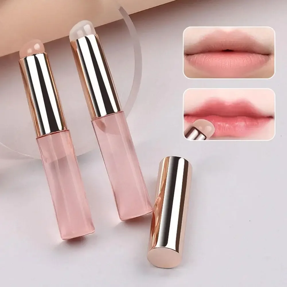 Heallor-brocha de silicona para labios, corrector en ángulo, herramienta portátil de maquillaje, cabeza redonda como las puntas de los dedos, pincel de lápiz labial suave Q