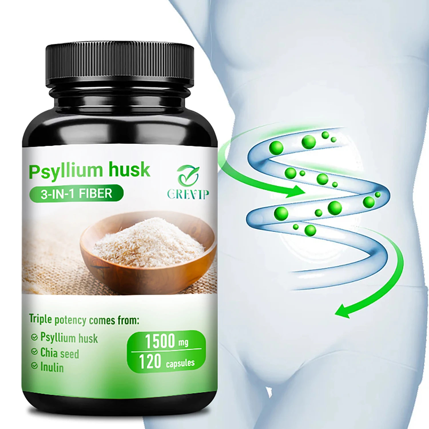 Psyllium Husk - Gut and Colon Cleanse Detox, Improve Metabolism, Relieves Gas, Bloating and Constipation