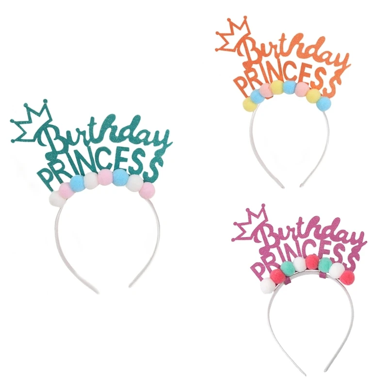 Happy Birthday Princess Hairband for Adult Children Crownpiece Birthday Party Decorative Headgear Photoshooting Headwear