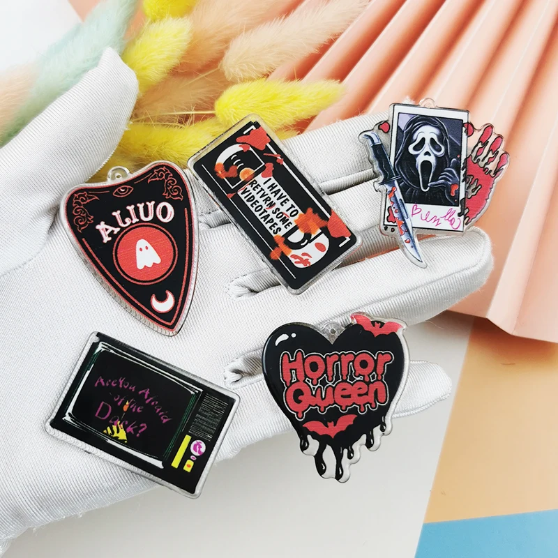 ApeUr 10 Pcs Horror Haloween Acrylic Charms Blood Ouija Magnetic Tape Pendant For Jewelry Making Necklace Earring Diy Dangle