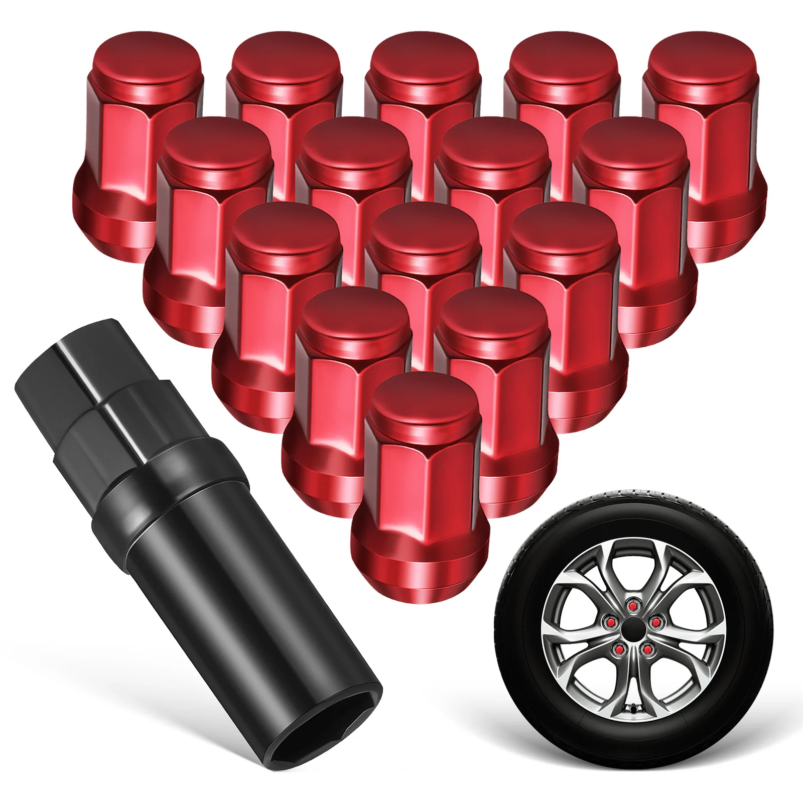 

1 set External Nut Car Wheel Caps Anti-Theft Lug Nuts Set Carbon Steel Colorful Hub Modification Wheel