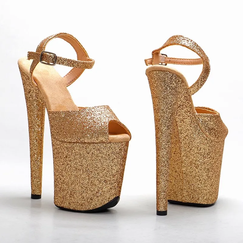 Women New 20CM/8inches Glitter Upper Sexy Exotic High Heel Platform Party Sandals Pole Dance Shoes Model Shows Sandals 178