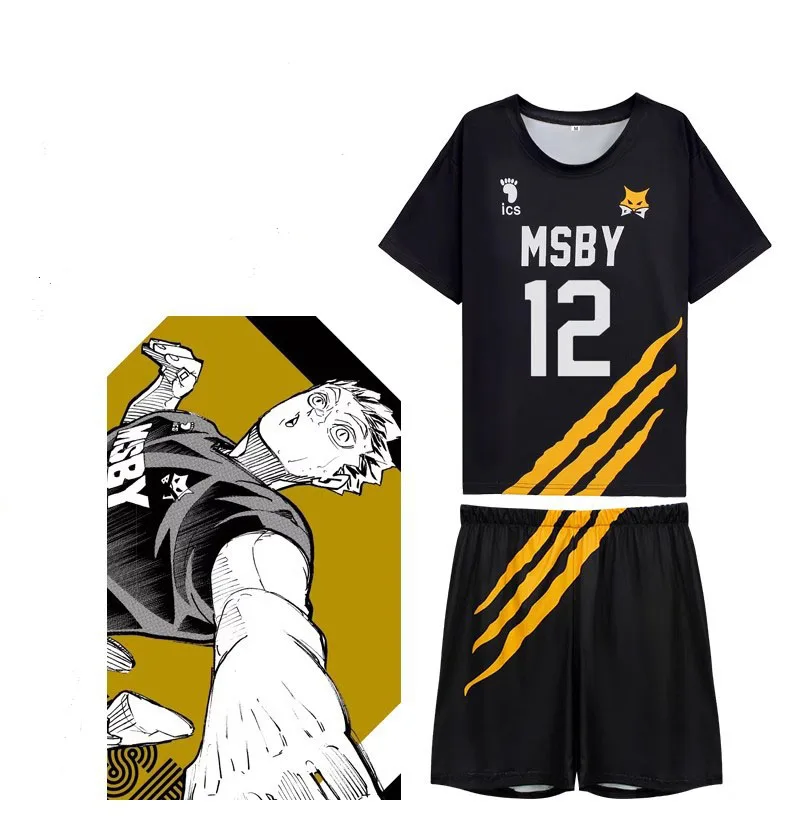 Verano hinata shoyo camisa de voleibol jackal negra camisa haikyuu msby anime camisas estampado t deportes calle
