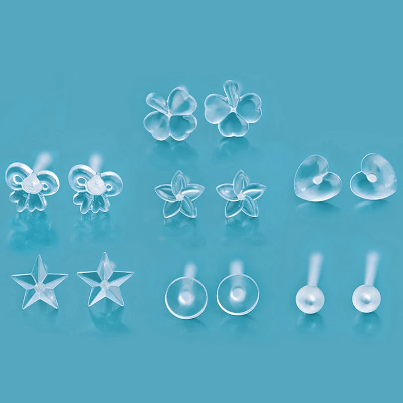 20Pcs Mini Transparent Resin Ear Studs Ear Stick For Women Men Anti Allergy Resin Earhole Maintenance Needling Jewelry Earrings