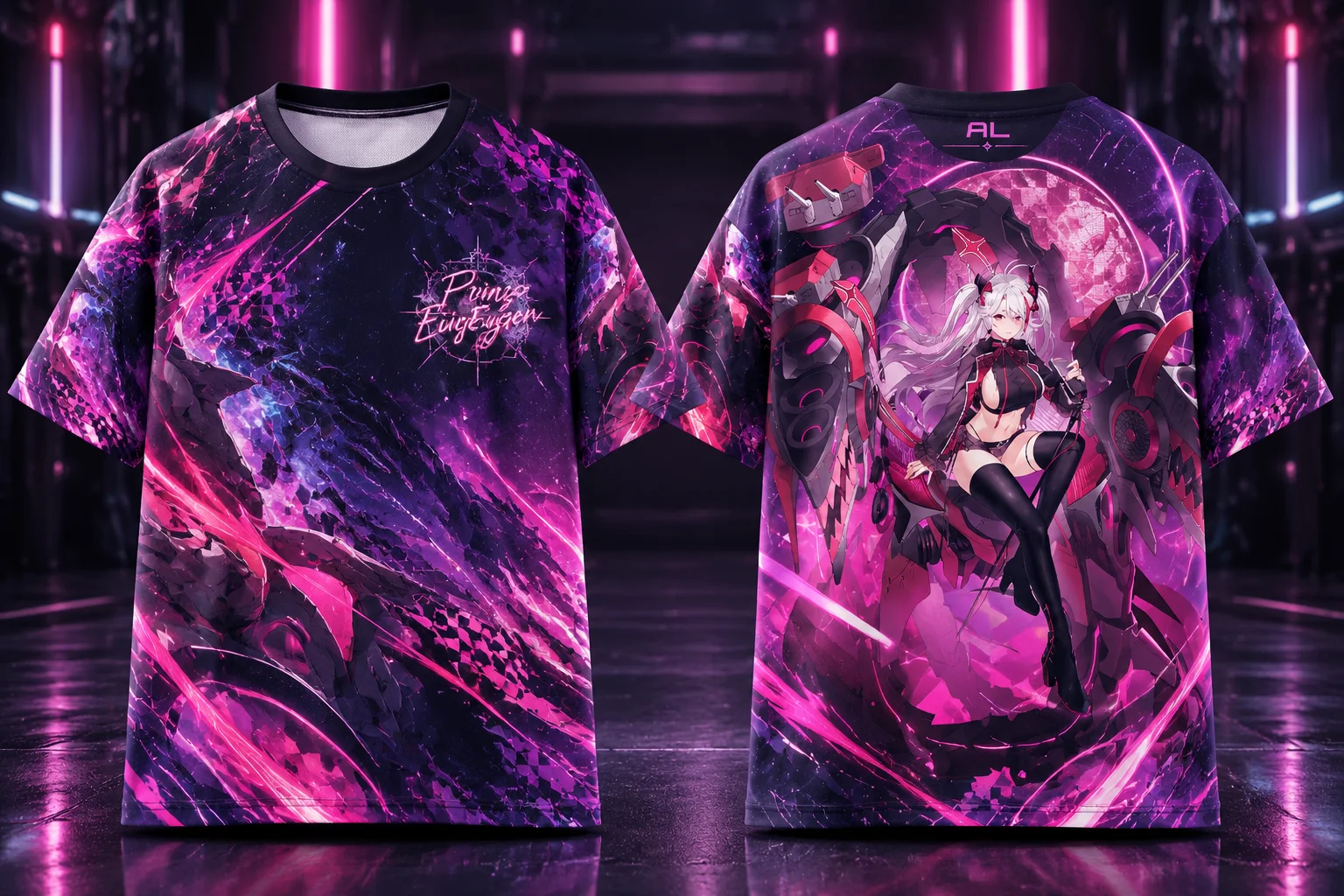 Azur Lane Friedrich der Große New Jersey Prinz Eugen Enterprise Y2K Full Print T-Shirt Unisex Anime Quick Dry Streetwear Tee