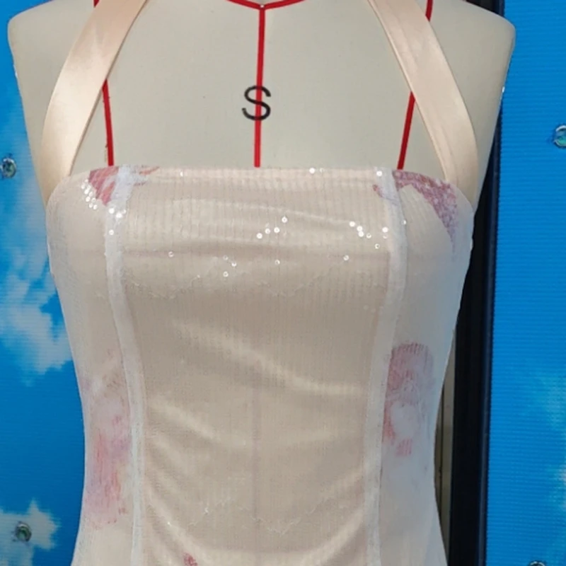 Y2K Shiny Halter Mini Dresses for Women Summer Fashionable Floral/Starfish Print Sleeveless Backless Short Dress