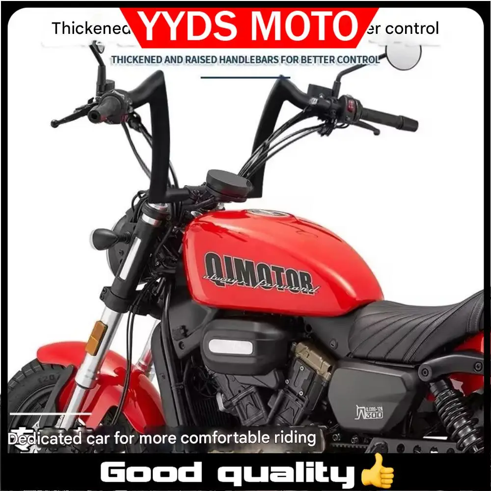 For QJMOTOR 300SRV SRV300 modified handlebars, horn handlebars, heightened handlebars, extended lines, 22mm thick handlebars