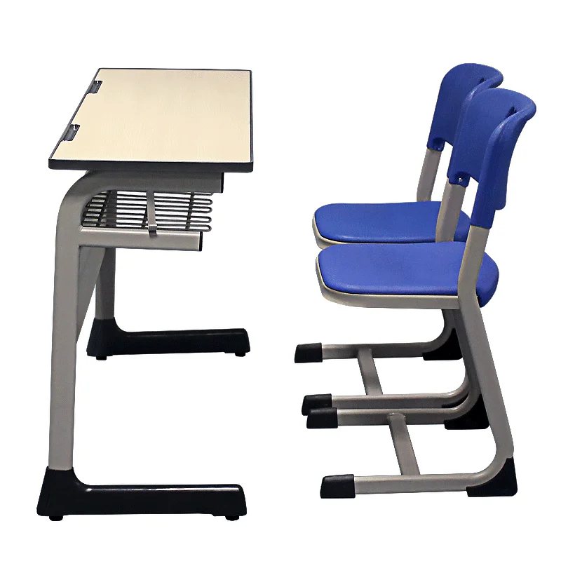 School Furniture Double Metal Primary Middle High School Plastic School Desk and Chair Set