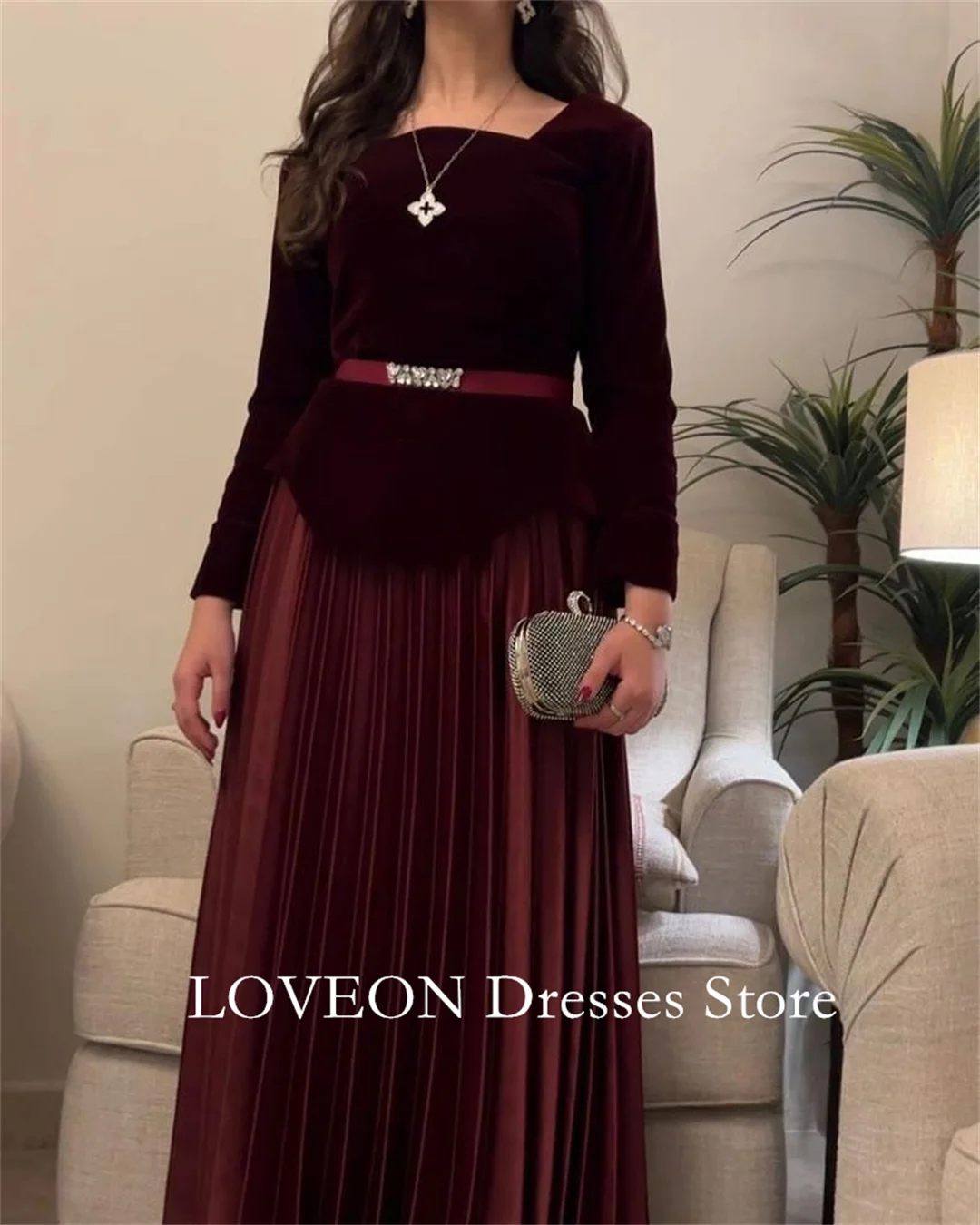 

Бархатные вечерние платья с квадратным вырезом и складками с длинными рукавами فساتين سهرة Элегантные женские платья для выпускного вечера по индивидуальному заказу