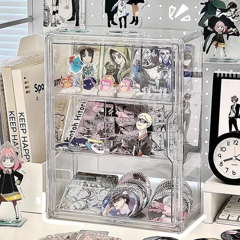 Bar storage box, transparent standing sign, anime millet storage rack, doll figurine, blind box display rack
