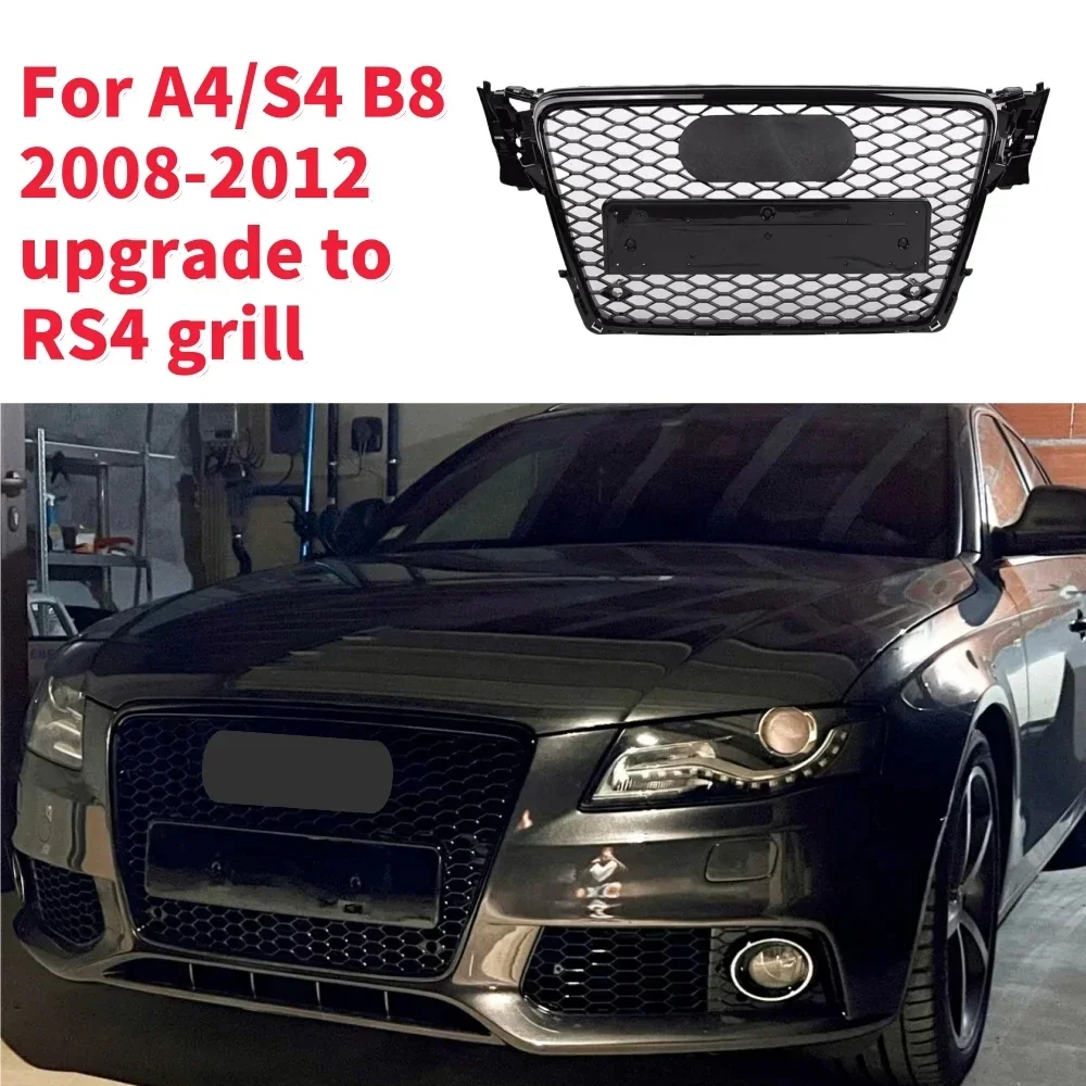 

For RS4 GrillRacing Grills Front Hood Grille Car Front Bumper Grill Center Grille for A4/S4 B8 2008-2012