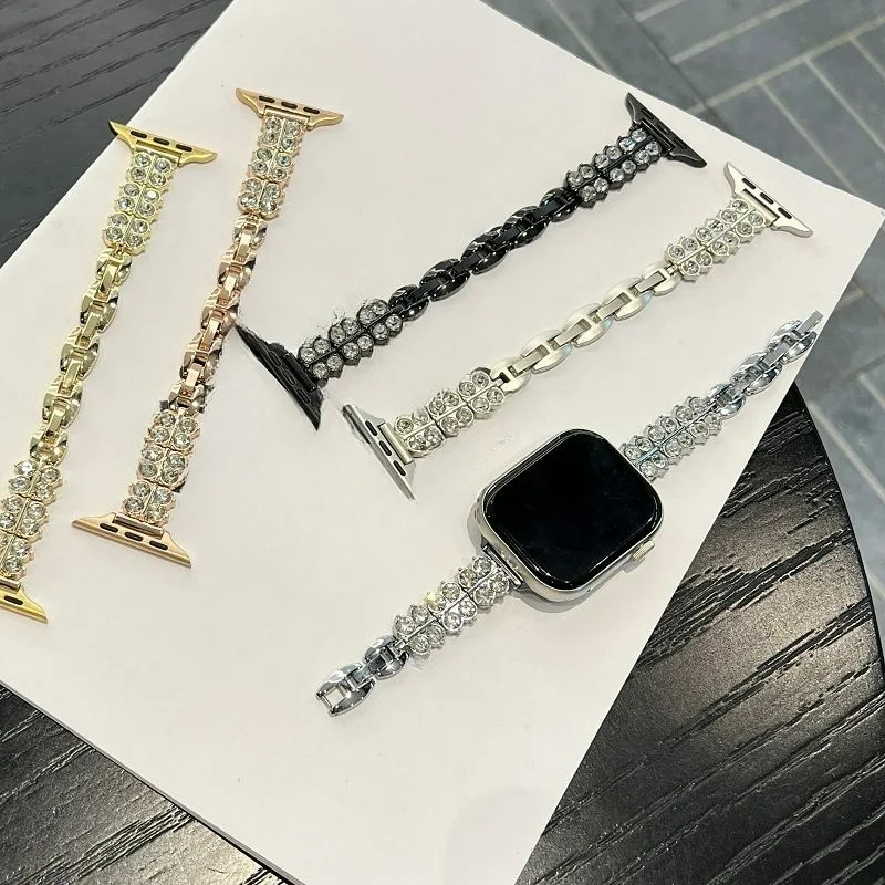 

Diamond Watch Strap for Apple Watch Ultra 2 49mm Bling Zircon Alloy Bracelet for iwatch Series 9 8 7 6 5 Ultra SE 40mm 41mm 45mm