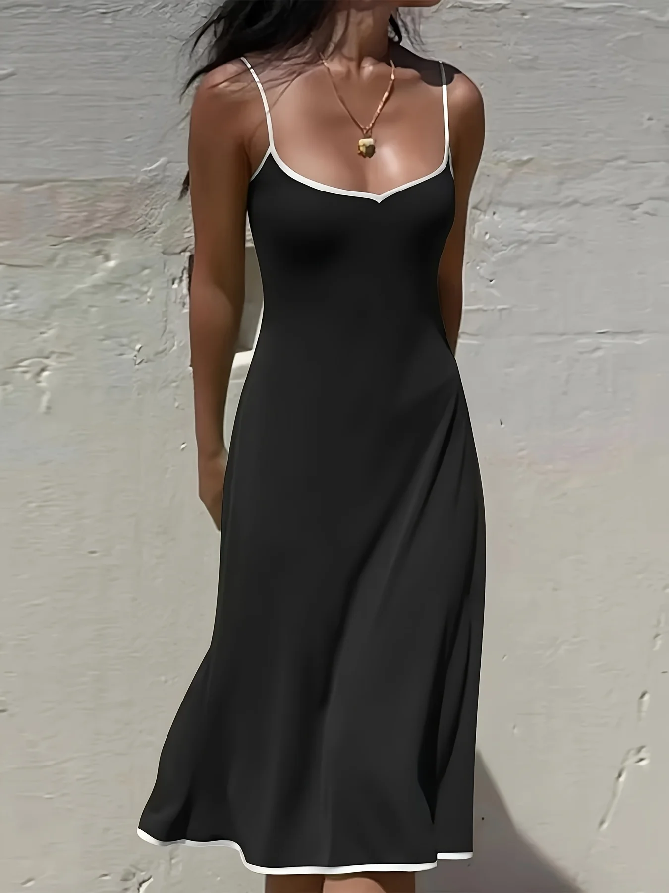 

Solid color sleeveless Midi dress for sports and leisure