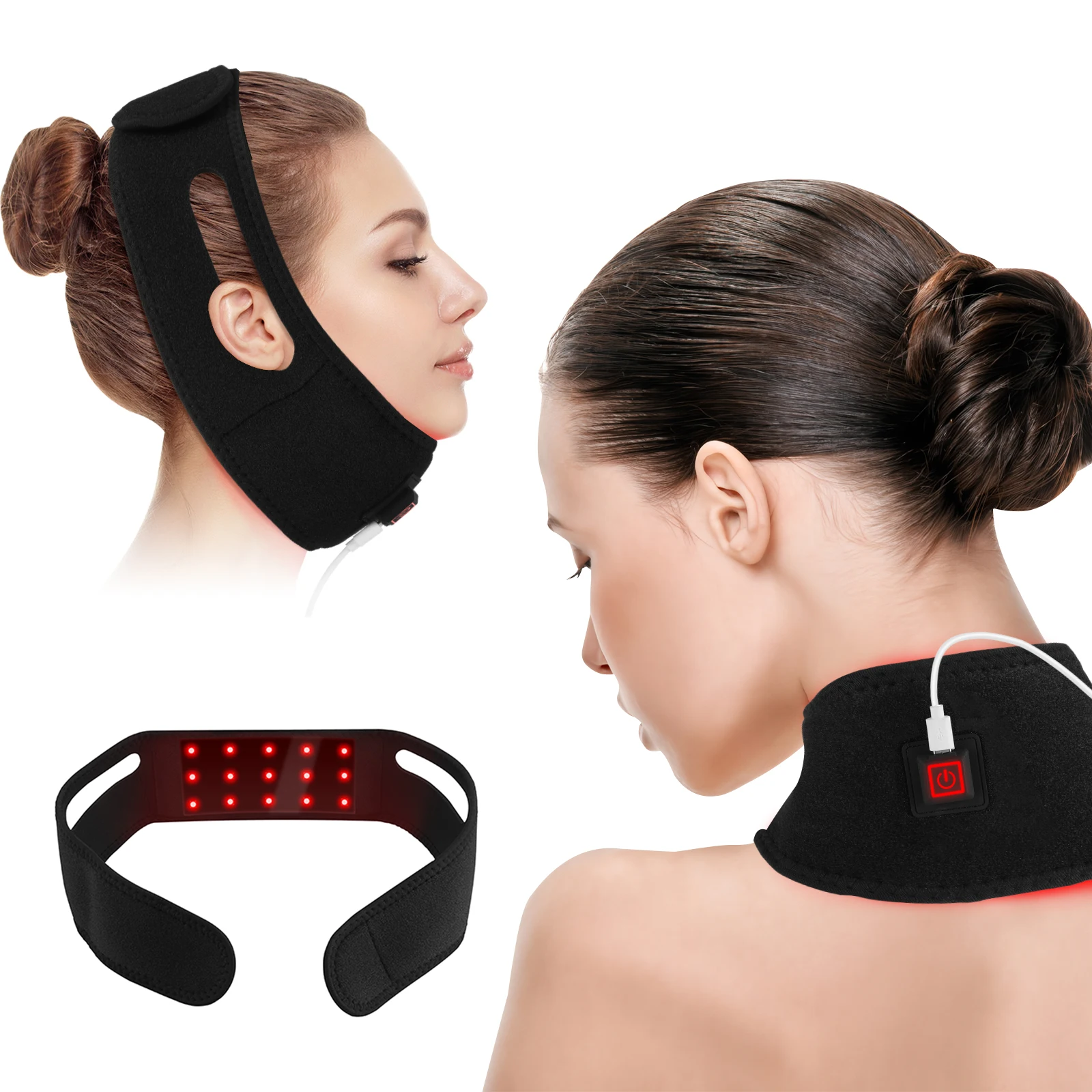 LOVTRAVEL Red Light Therapy Belt 660nm & 850nm Near Infrared Light Therapy Belt Wearable Wrap Devices for Neck,Arms,Chin,Wrist