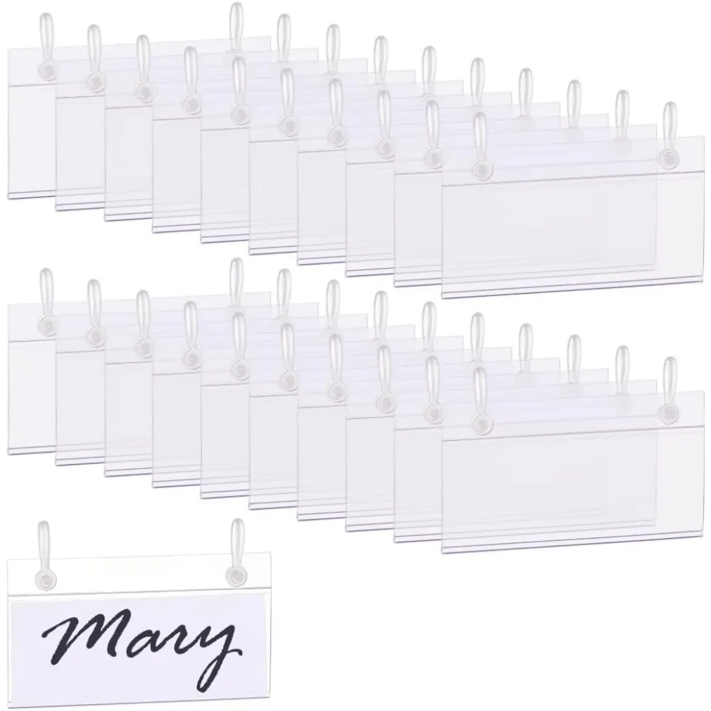 64 Sets Plastic Wire Shelf Label Holder Basket Label Clips with Easy Button Lock Design Lock Closure Rack Display Price Sign