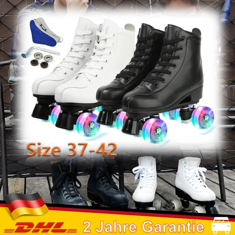 Dubbelradiga rullskridskor, blinkande 4-hjuliga skridskor, storlek 37 38 39 40 41, kvinnor och män, nybörjare, utomhusåkning, fyrhjulingssneakers, present 8 best sales herr rullskor - №3