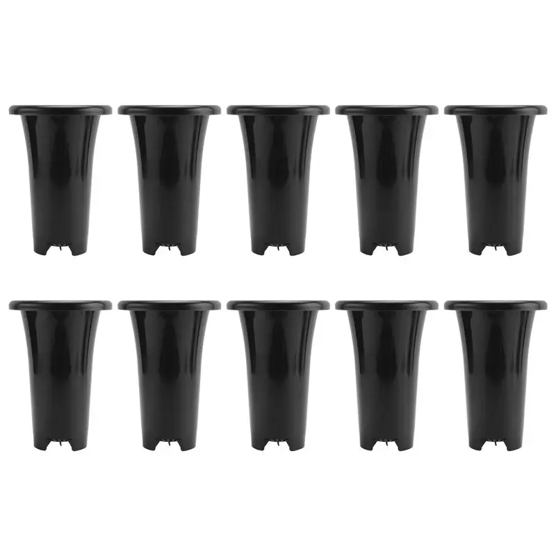 

ABRE-10Pcs Plastic Deep Plant Nursery Pots, Thick Stable Tall Tree Pots, Reusable Tall Seedling Plant Container Pots, Deep