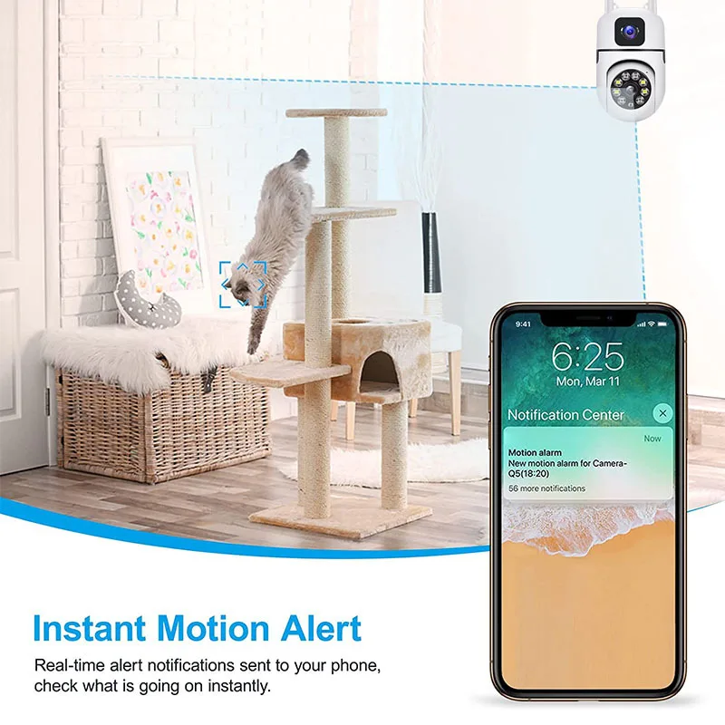 8MP Wifi Surveillance Camera Dual Lens Outdoor lP Camera PTZ Dual Screen CCTV camera  Color Night Vision Security Protection Cam