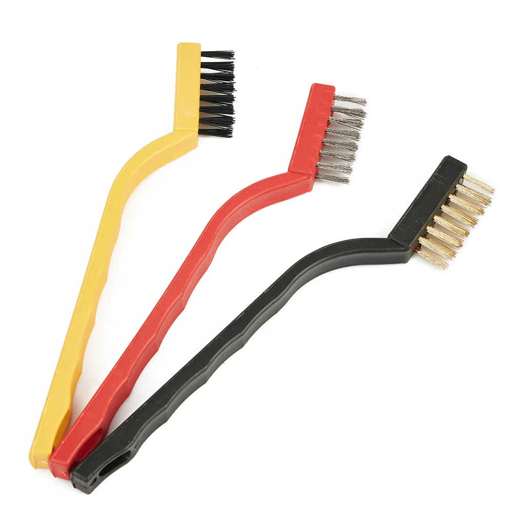 

3pcs 7Inch Steel Wire Toothbrush Nylon/Brass/Steel Industrial Wire Brush For Cleaning Slag Scale Rust Paint Removal Hand Tool