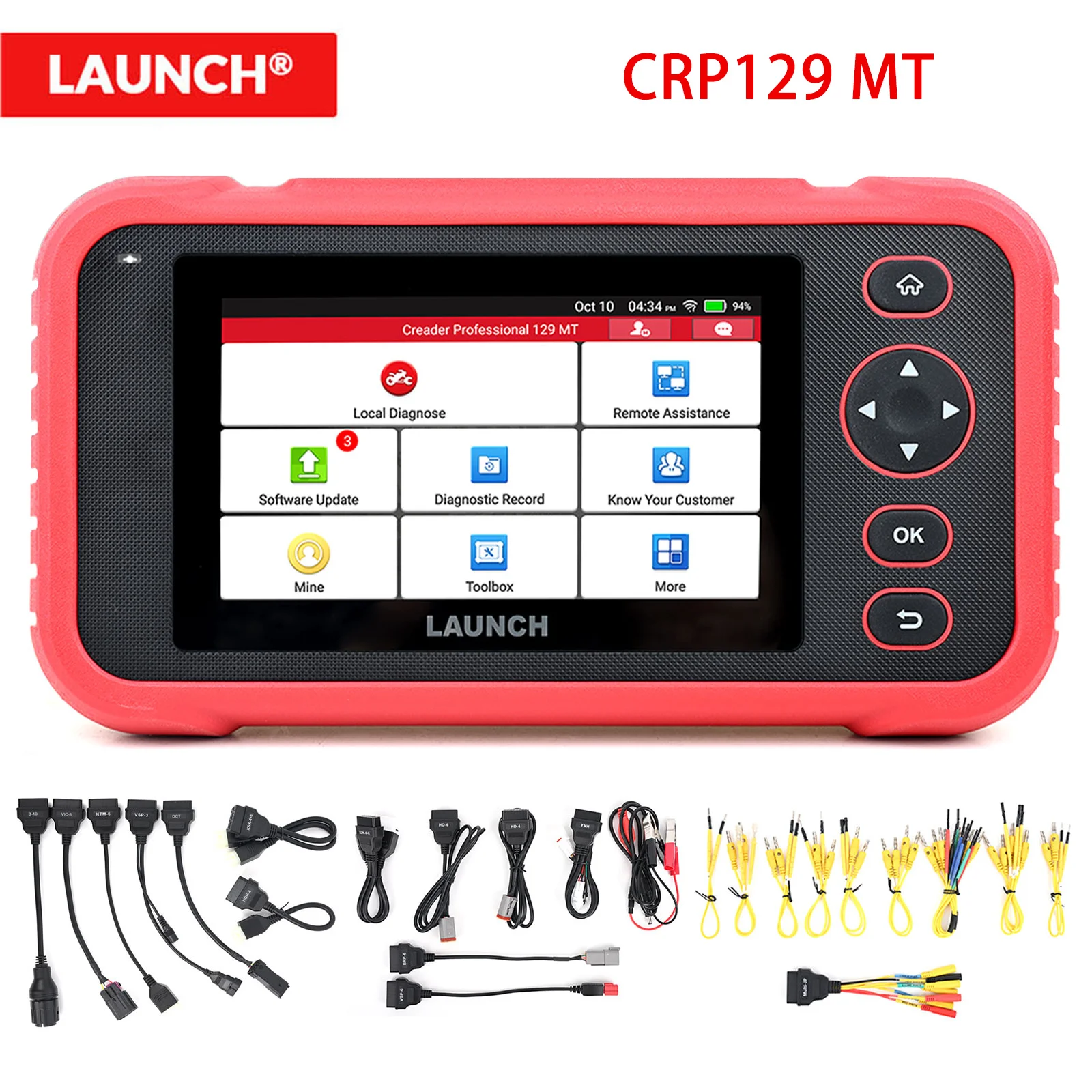 CRP129 MT Motorcycle OBD Scanner Full System Functions Bidirectional Active Tests Resets Diagnostic Tool for Harley Honda Yamaha