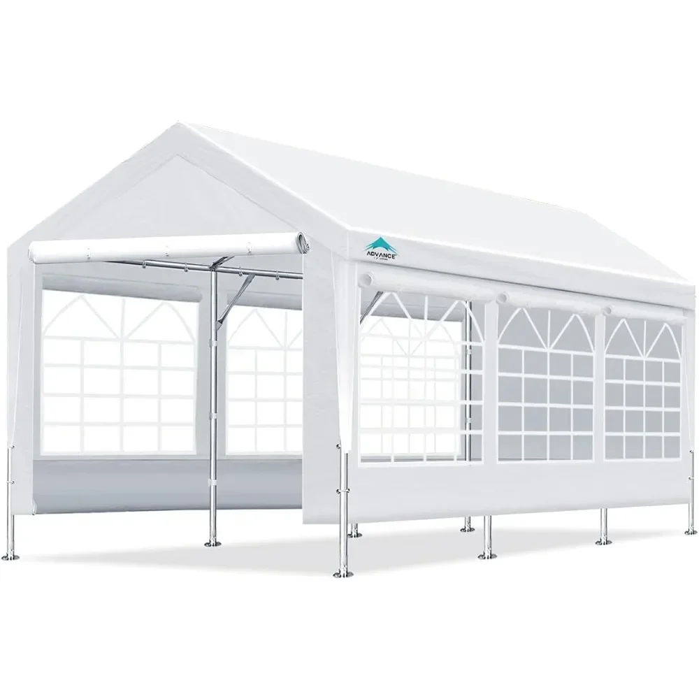 

10x20 ft Heavy Duty Carport Car Canopy Garage Shelter Party Wedding Boat Tent with Removable Window Sidewalls and Doors