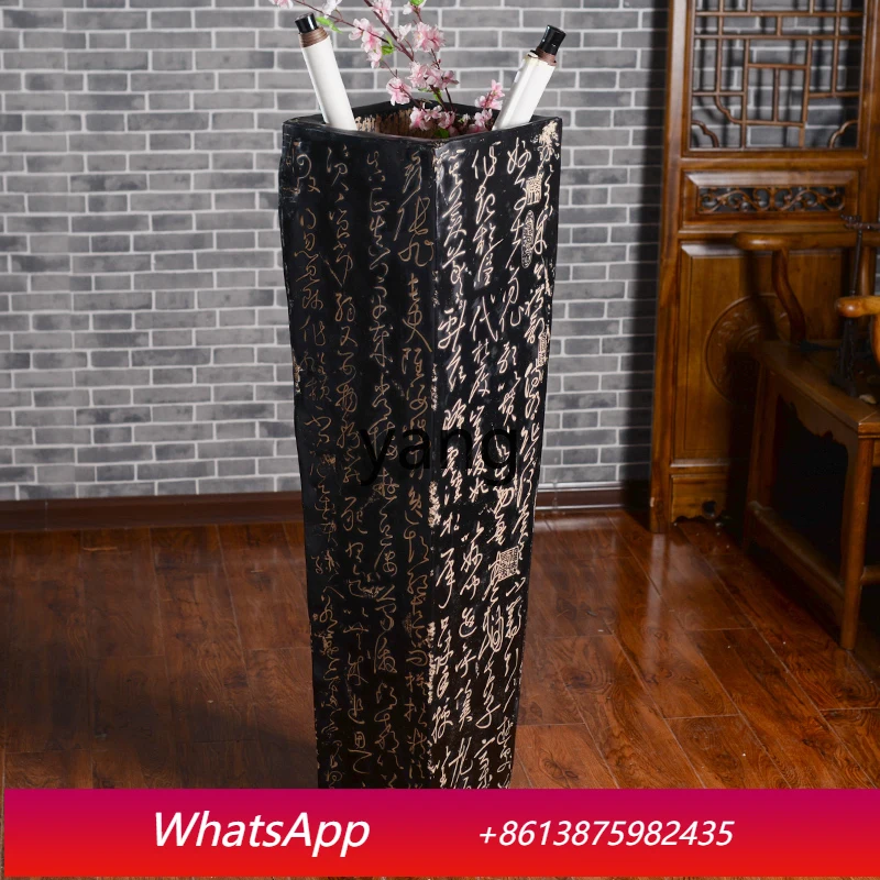 CX scroll painting umbrella tube Chinese floor-to-ceiling large vase ornament living room flower arrangement device