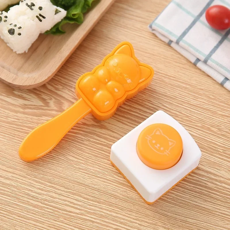 Cat Shape Rice Mold Onigiri Maker Mold Sushi Mold with Roasted Seaweed Embossers DIY Kitchen Tool Set