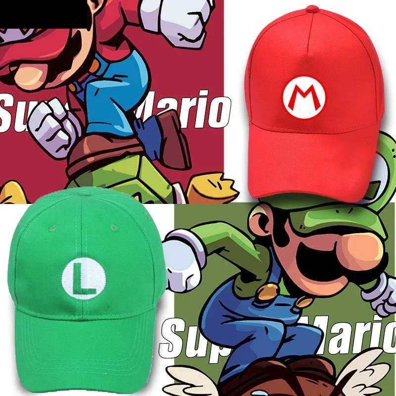 Mario Baseball Caps Anime Cartoon Adjustable Casual Cotton Sun Hats Men Women Fashion Red Green Sports Hats Caps