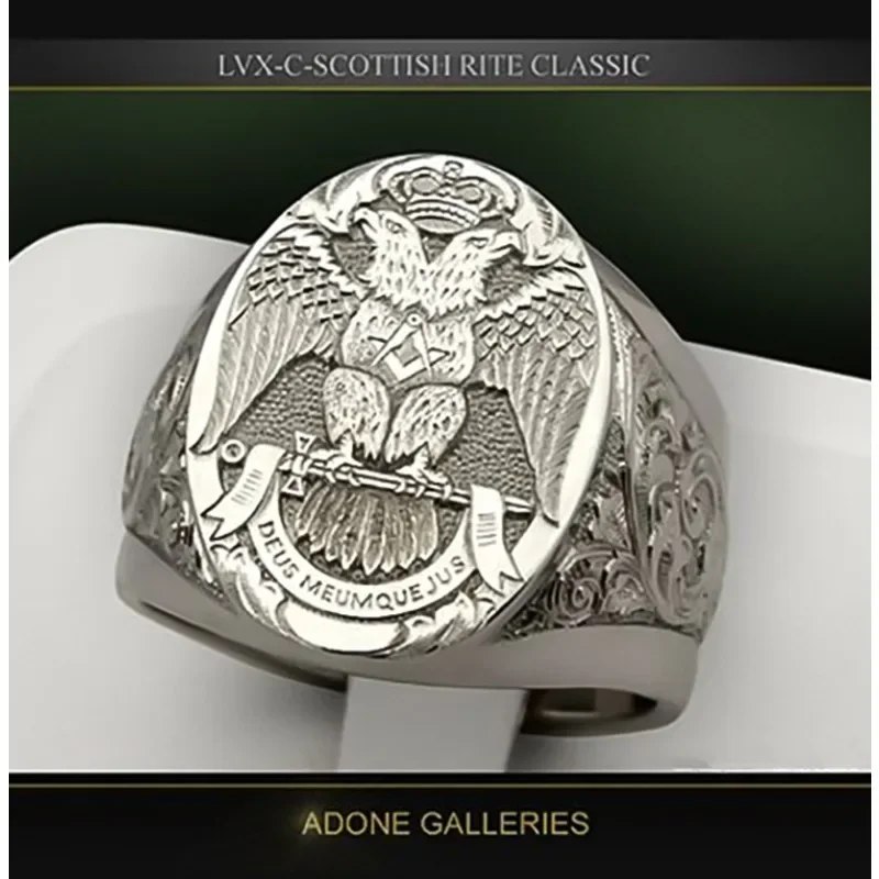 Double-headed eagle wings engraved pattern ring, new creative jewelry