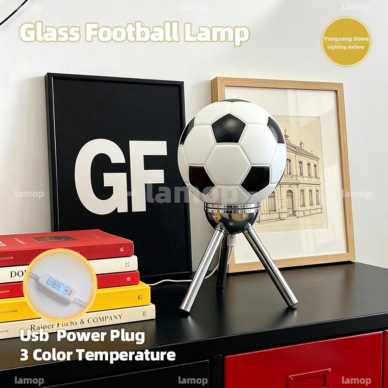 Murano Glass Football Orb Table Lamp Soft Light Diffusion Minimalist Furnishing Light For Hobby Nook Apartment Counter Display