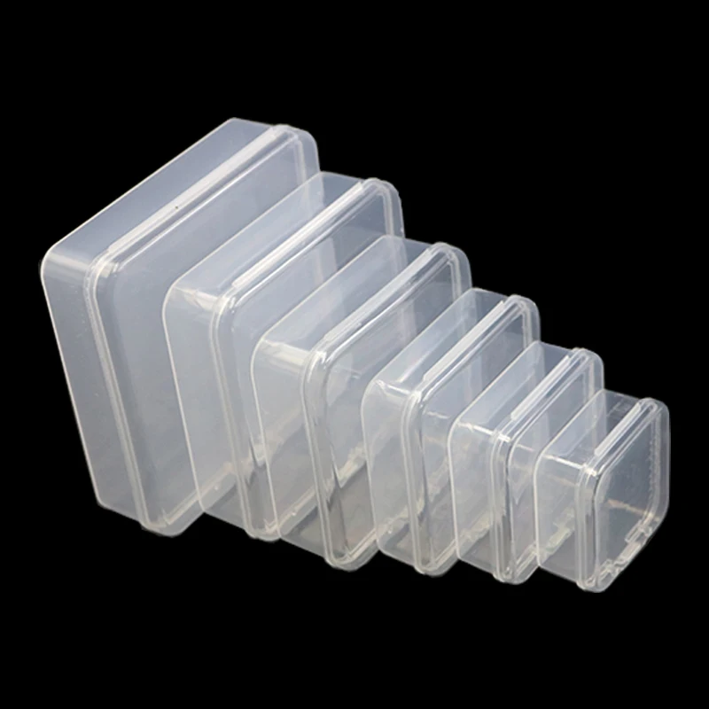 Clear Square Plastic Jewelry Beads Organizer Box -  4.5-9.5cm Portable Storage Container for Crafts Accessories Small Items DIY