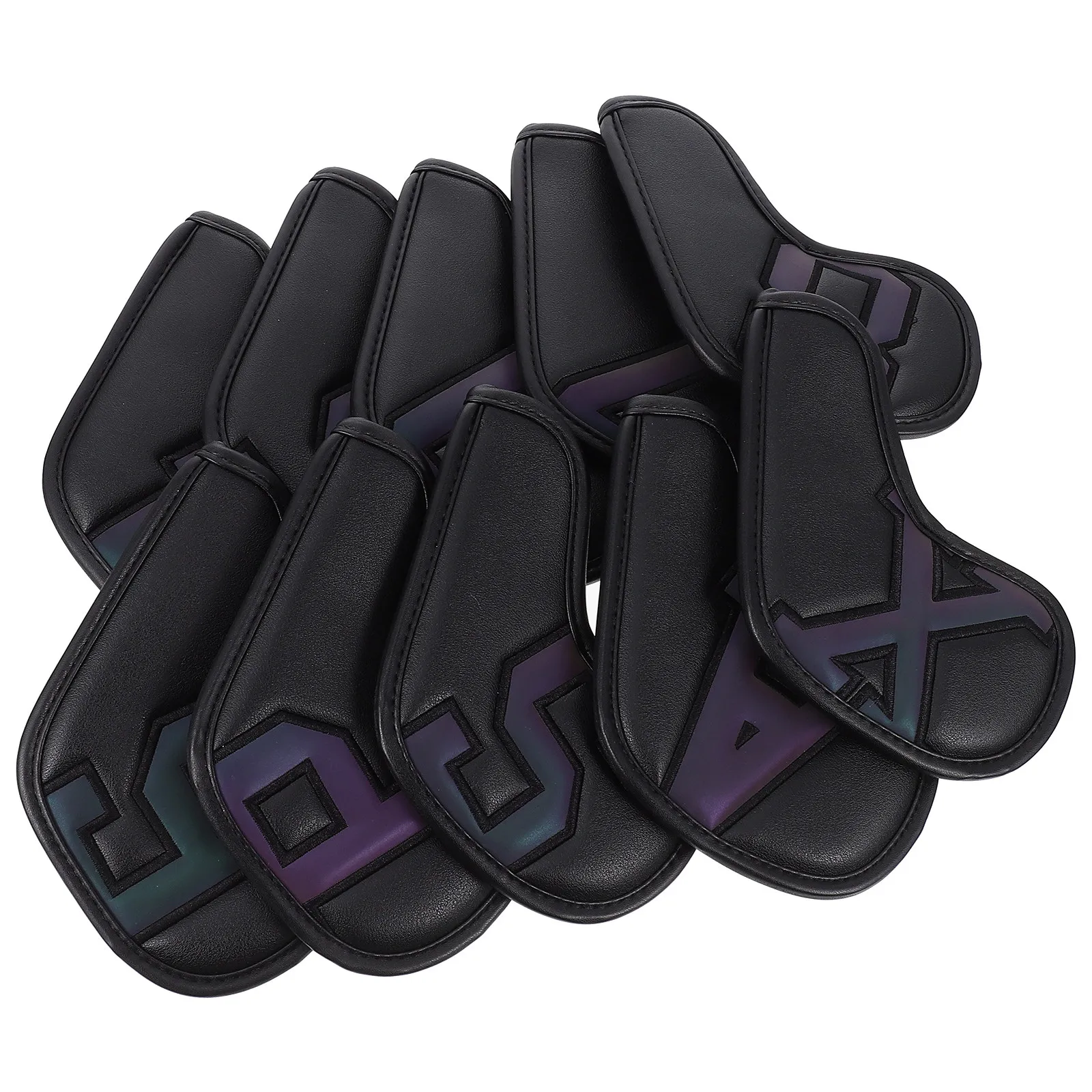 10Pcs Golf Club Head Covers PU Leather Wear Resistant Double Sided Iron Putter Protectors for Travel