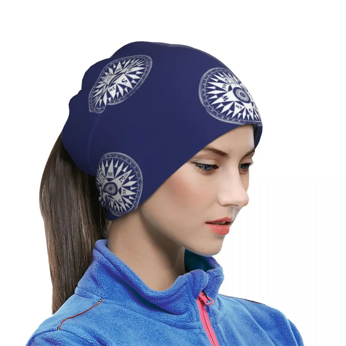 Nautical Compass Bandana Neck Cover Printed Wrap Scarf Outdoor Sports Headwear Unisex Adult Breathable
