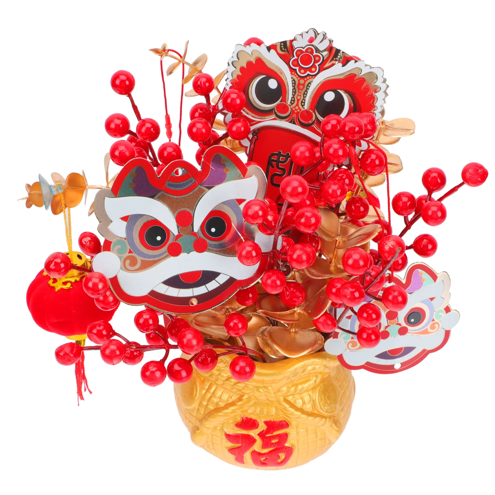 

1 set 1 Set Simulated Bonsai Decor Chinese New Year Style Festive Tabletop Potted Plant For Spring Festival Party Decoration