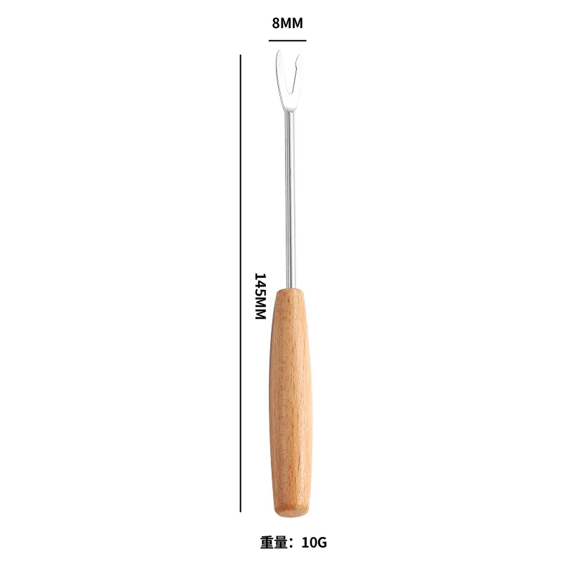 

Fruit Fork With Wooden Handle Cheese Barbecue Grilled Meat Forks Stainless Steel Dessert Vegetable Salad Tableware 1pc