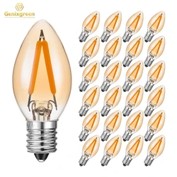 Bombillas de candelabro E12 E14 de 1W, luz de vela de Bajo vatios C7, 110V, 220V, Bombilla Edison de vidrio ámbar regulable para decoración de Navidad