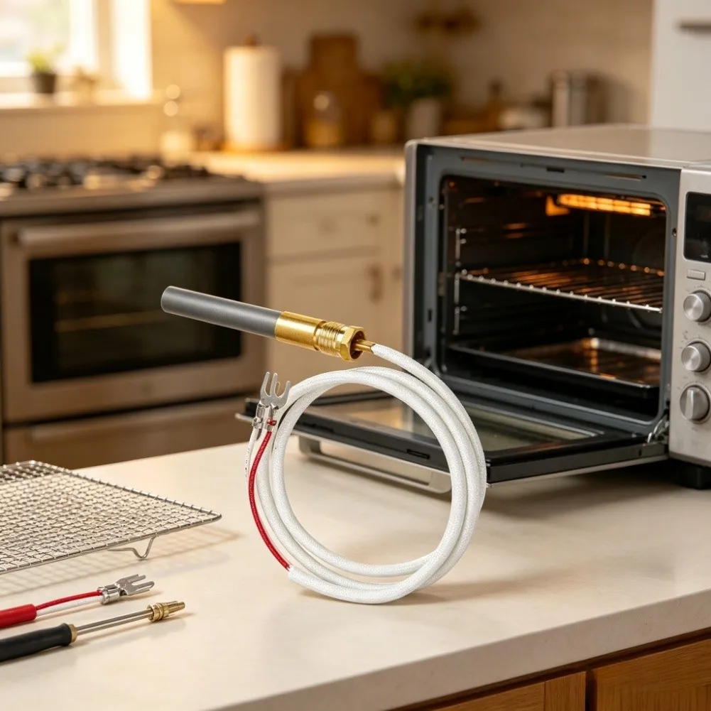 36'' High‑Temp Sleeved Thermopile Probe, Spare Sensing Component Compatible With Household Ovens And Barbecue Grills