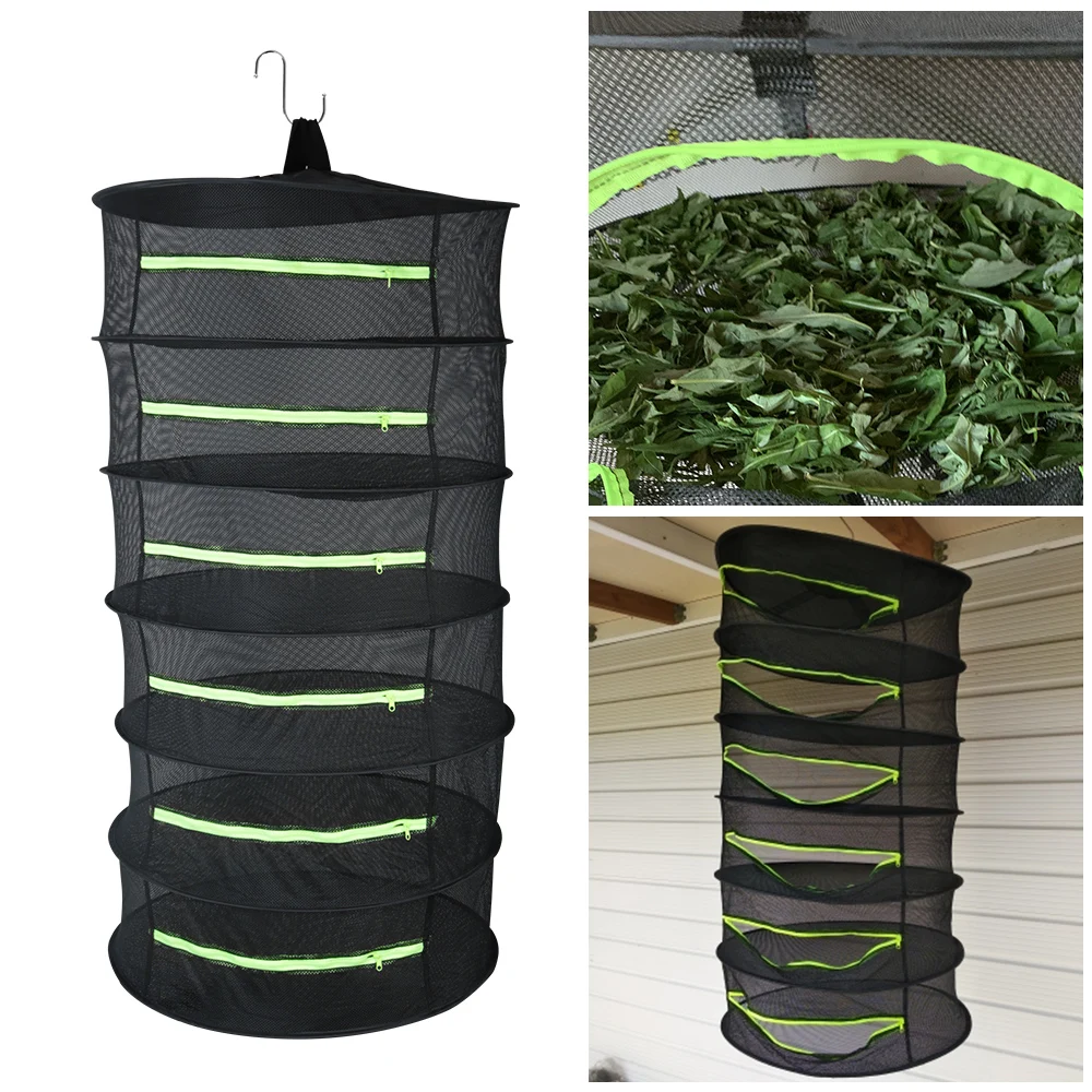 Herb Drying Net Layers Drying Net for Herbs Folding Dry Rack 6/8 Layers Hanging Basket Dryer Mesh Bag For Flowers Buds Plants