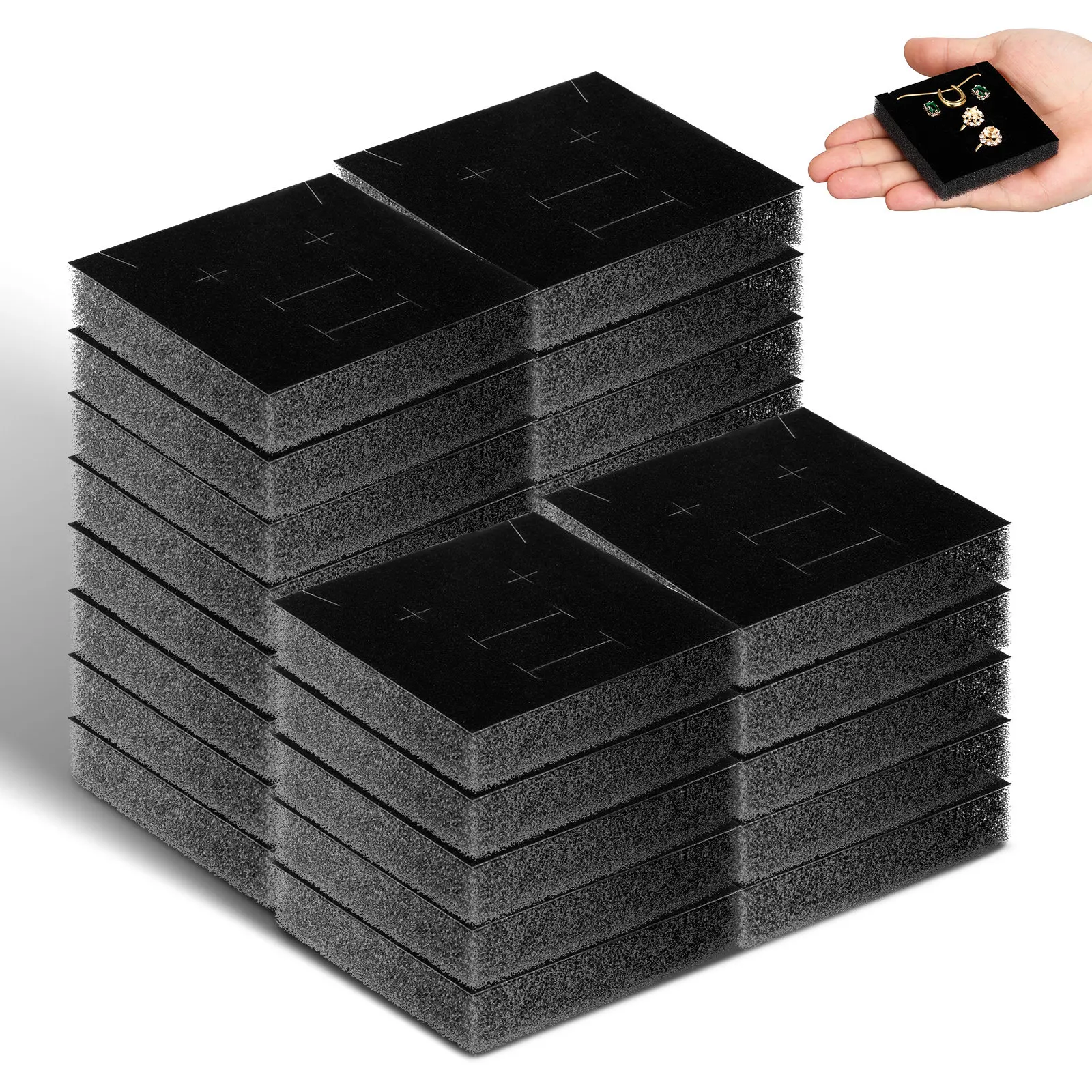 30Pcs Foam Jewelry Box Insert Lightweight Portable Ring Display Tray for Home Store Exhibition Travel Safe Storage Cut to Size