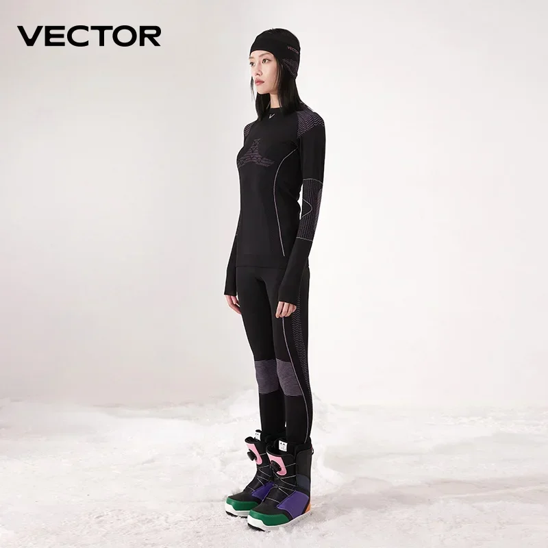 VECTOR Men Women Ski Thermal Underwear Sets Quick Dry Functional Compression Tracksuit Tight Snowboarding Tops and Pants Adult